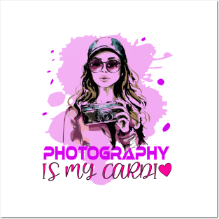 Photography is my cardio funny women shirt with quote men's graphic tees for womens, fotograf Posters and Art